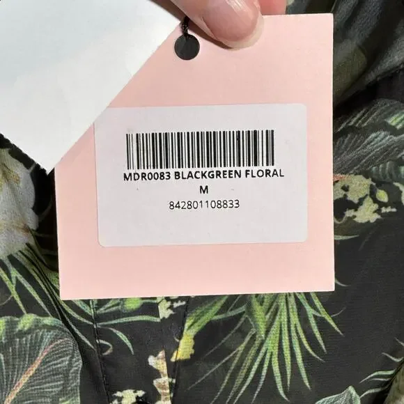 Madisonne Sheer peplum ruffle shirt dress sheer green/black Medium $69 - Picture 9 of 11